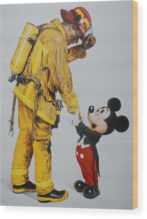 Walt Disney World Wood Print featuring the photograph Mickey And The Bravest by Rob Hans