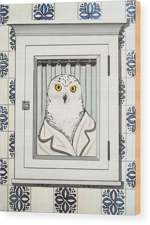 Owl Wood Print featuring the painting Miss Snow by Jude Labuszewski