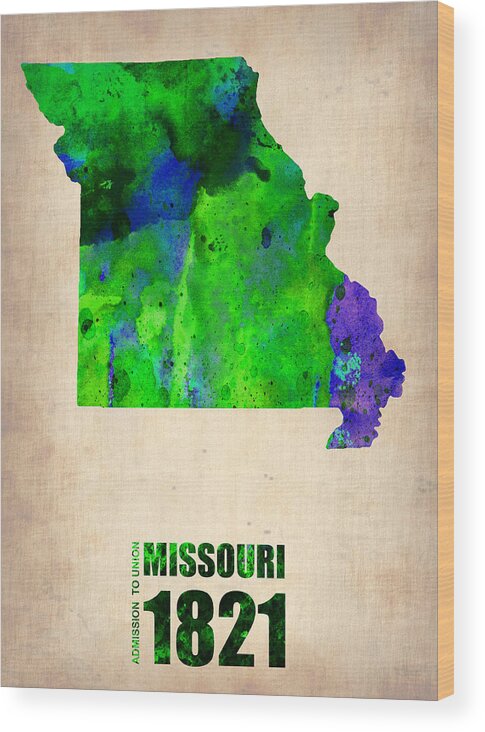 Missouri Wood Print featuring the digital art Missouri Watercolor Map by Naxart Studio