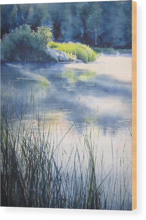 Landscape Wood Print featuring the painting Morning by Barbara Pease