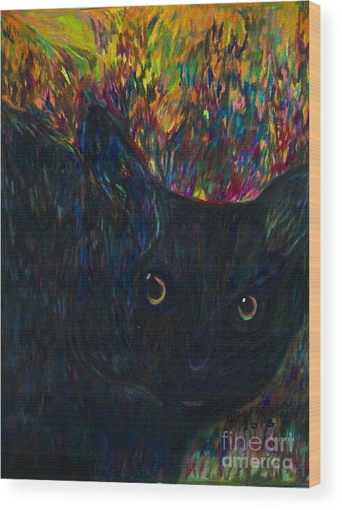 #cat #cats #catsofinstagram #of #catstagram #catlover #catlife #instagram #catlovers #kitten #instacat #kitty #pet #cute #love #meow #dog #catoftheday #pets #kittens #gato #animals #catlove #animal #cutecat #world #gatos #petsofinstagram #kittensofinstagram #chat Wood Print featuring the drawing Morticia by Jon Kittleson