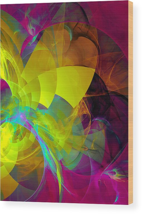 Abstract Wood Print featuring the digital art Mountain flower by Modern Abstract