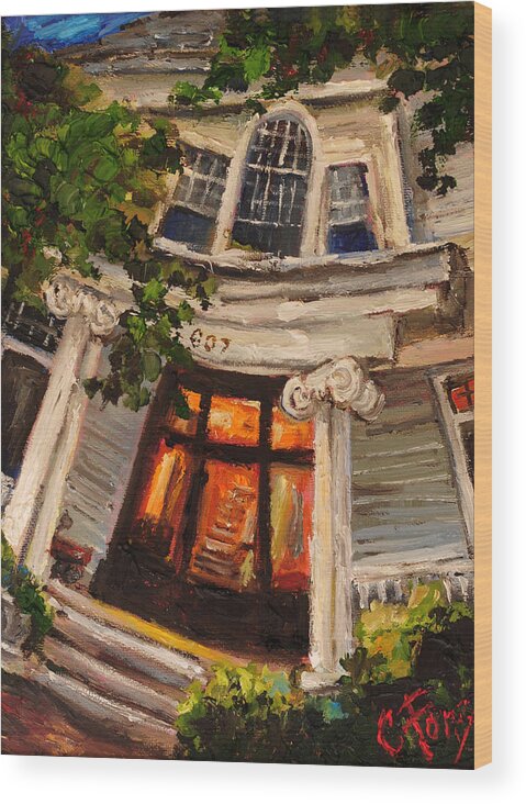 Historical Disctict Wood Print featuring the painting Ms Felkers Home by Carole Foret