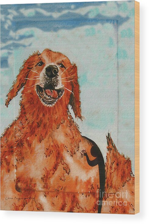 Dog Wood Print featuring the painting My Dog's Shadow by Laura Brightwood