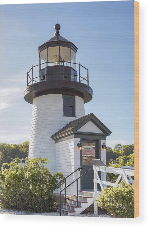 Lighthouse Wood Print featuring the photograph Mystic Seaport Lighthouse 2 by Marianne Campolongo