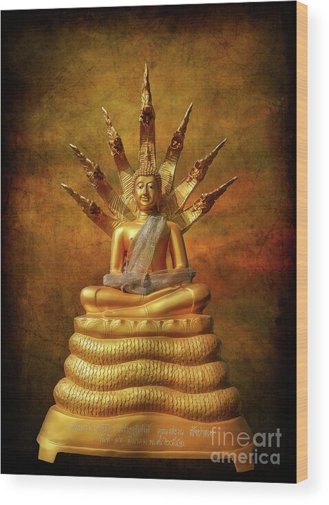 Buddha Wood Print featuring the photograph Naga Buddha by Adrian Evans