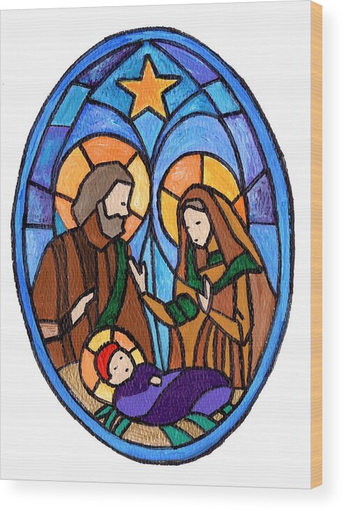 Nativity Wood Print featuring the painting Nativity by Joe Dagher