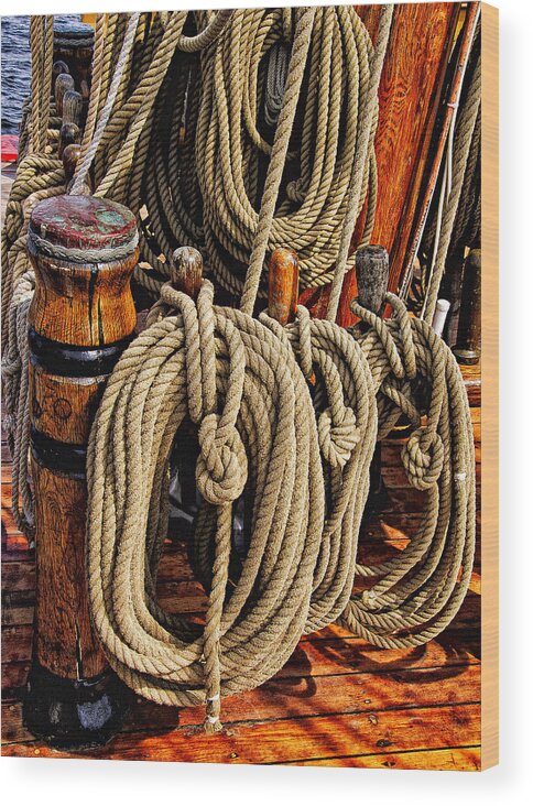 Boat Wood Print featuring the photograph Nautical Knots 16 by Mark Myhaver