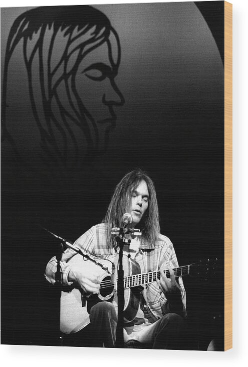 Neil Young Wood Print featuring the photograph Neil Young 1976 by Chris Walter