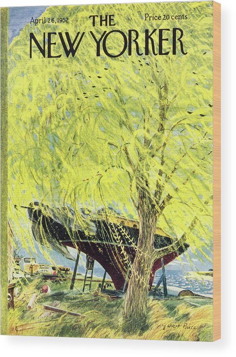 Sailboat Wood Print featuring the painting New Yorker April 26 1952 by Garrett Price