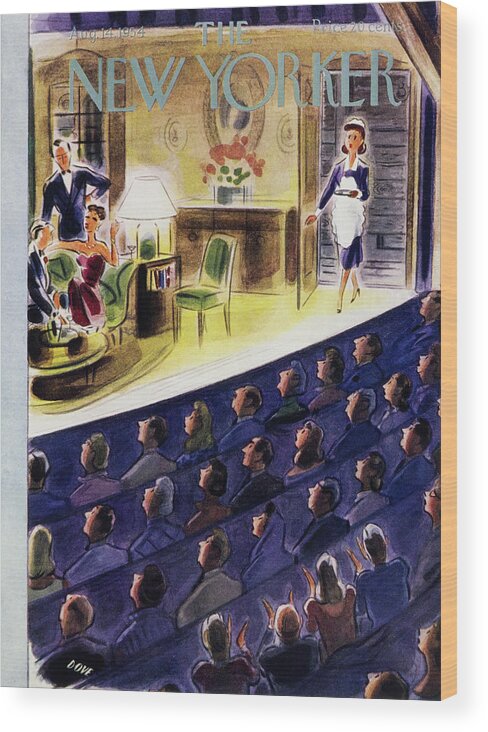 Theater Wood Print featuring the painting New Yorker August 14 1954 by Leonard Dove