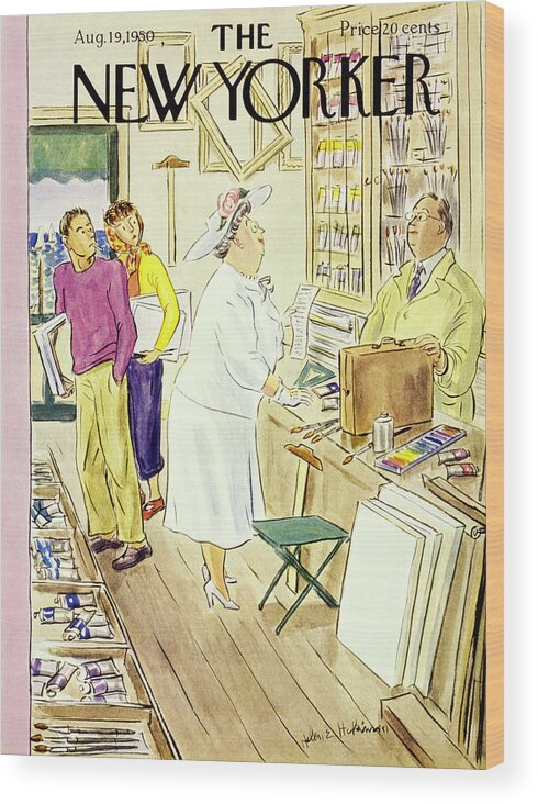 Matron Wood Print featuring the painting New Yorker August 19 1950 by Helene E Hokinson