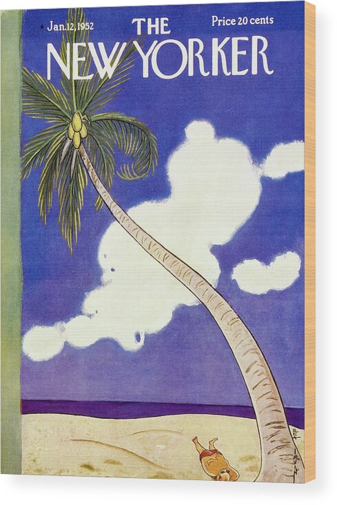 Tropical Wood Print featuring the painting New Yorker January 12 1952 by Rea Irvin