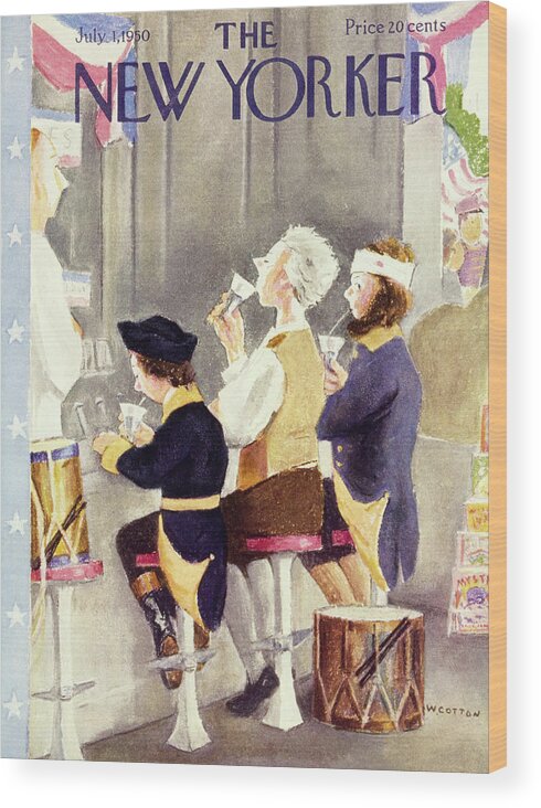 Men Wood Print featuring the painting New Yorker July 1 1950 by William Cotton