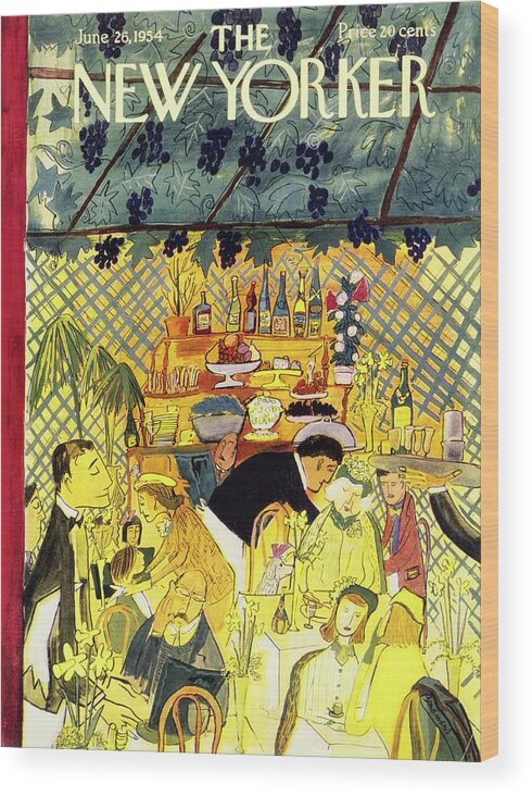 Illustration Wood Print featuring the painting New Yorker June 26 1954 by Ludwig Bemelmans
