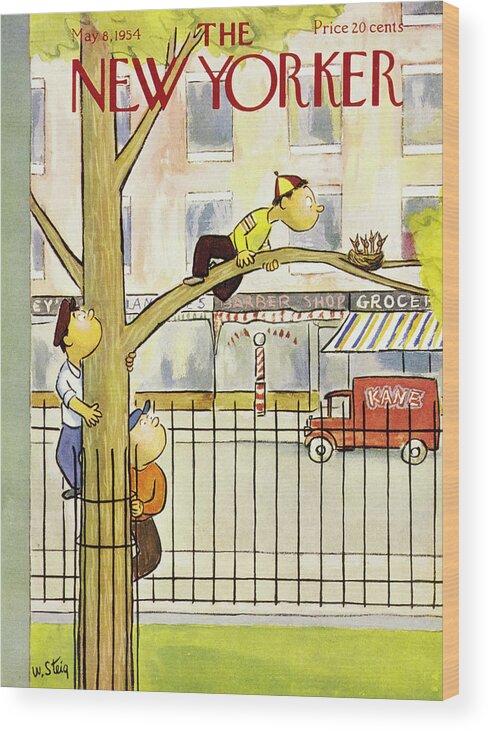 Children Wood Print featuring the painting New Yorker May 8 1954 by William Steig