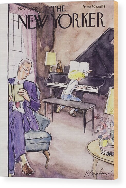 Father Wood Print featuring the painting New Yorker November 12 1955 by Perry Barlow