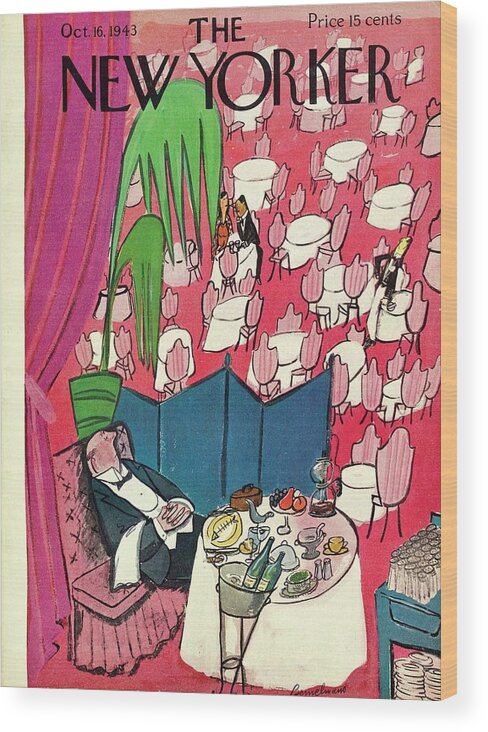 Illustration Wood Print featuring the painting New Yorker October 16 1943 by Ludwig Bemelmans