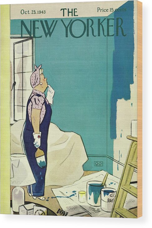 Woman Wood Print featuring the painting New Yorker October 23 1943 by Leonard Dove