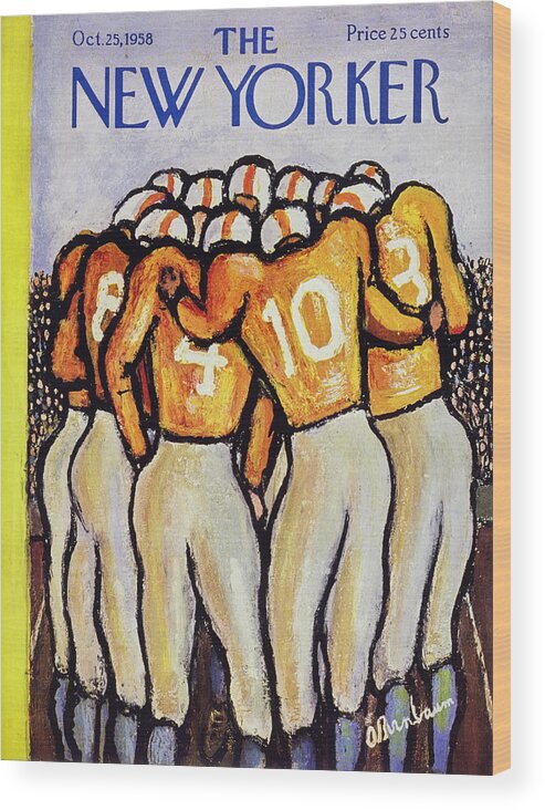 Football Wood Print featuring the painting New Yorker October 25 1958 by Abe Birnbaum