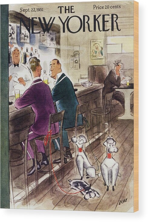Doormen Wood Print featuring the painting New Yorker September 22 1951 by Leonard Dove