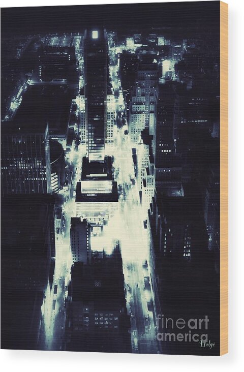 New York City Skyline Wood Print featuring the photograph Blue Pill by HELGE Art Gallery