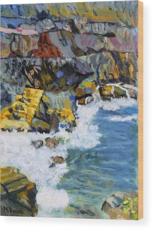Rock Wood Print featuring the painting Nova Scotia Coastline by Michael Daniels