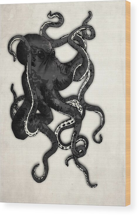 Sea Wood Print featuring the digital art Octopus by Nicklas Gustafsson