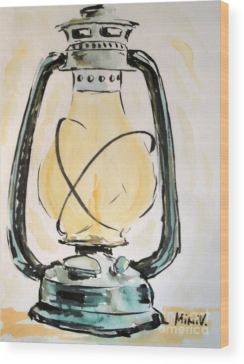 Oil Lamp Wood Print featuring the painting Oil Lamp by Maria Langgle