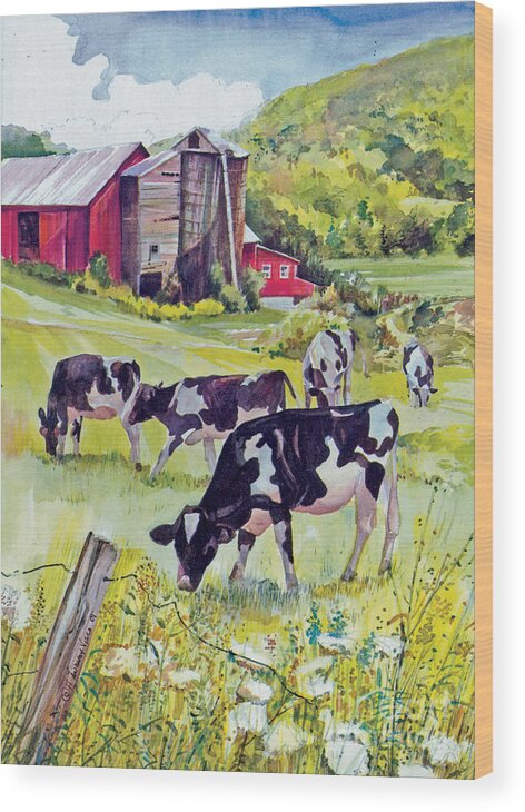 Cows Wood Print featuring the painting Old Farm by P Anthony Visco