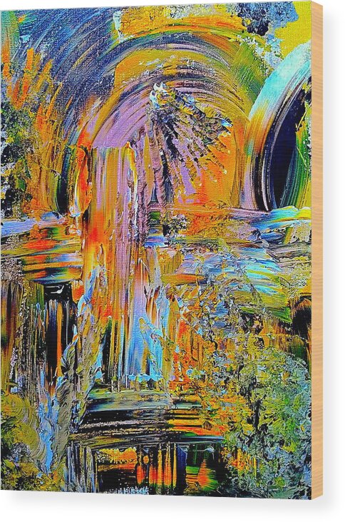 Abstract Art Print Wood Print featuring the painting OLD TOWN OF NICE 2 of 3 by Monique Wegmueller