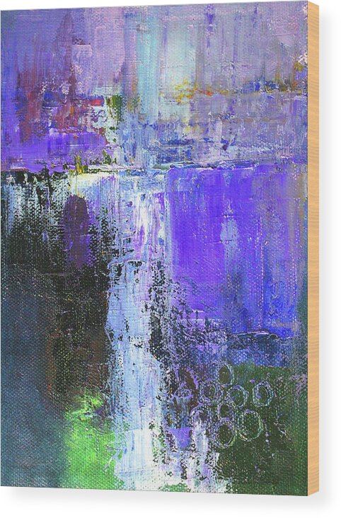 Ultraviolet Abstract Wood Print featuring the painting On the Edge by Nancy Merkle