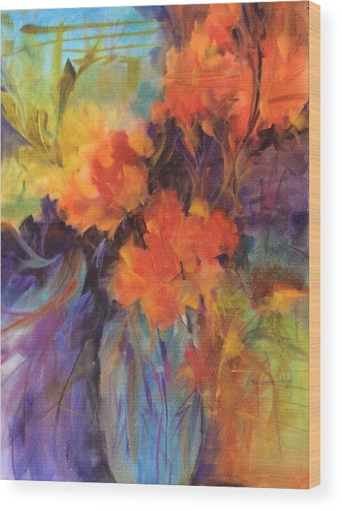 Floral Wood Print featuring the painting Orange Bouquet by Karen Ann Patton