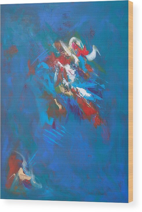 Abstract Art Wood Print featuring the painting Out of The Blue by Nataya Crow