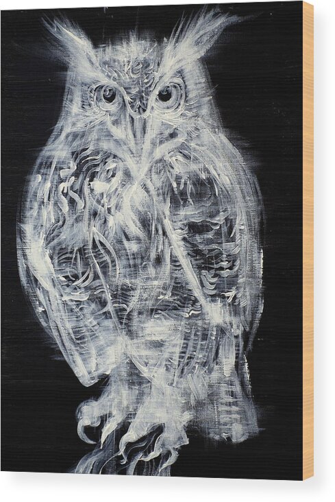 Owl Wood Print featuring the painting OWL by Fabrizio Cassetta