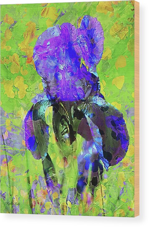 Iris Wood Print featuring the digital art Painted Blue Iris by Kathy Kelly