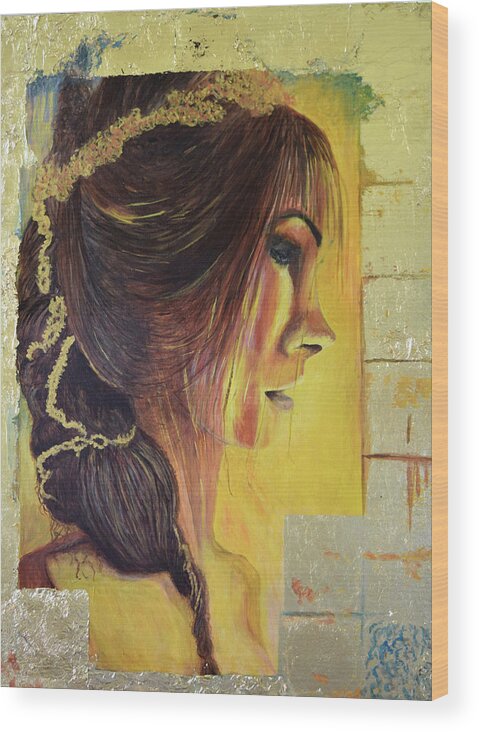 Portraits Wood Print featuring the painting Pandora by Toni Willey