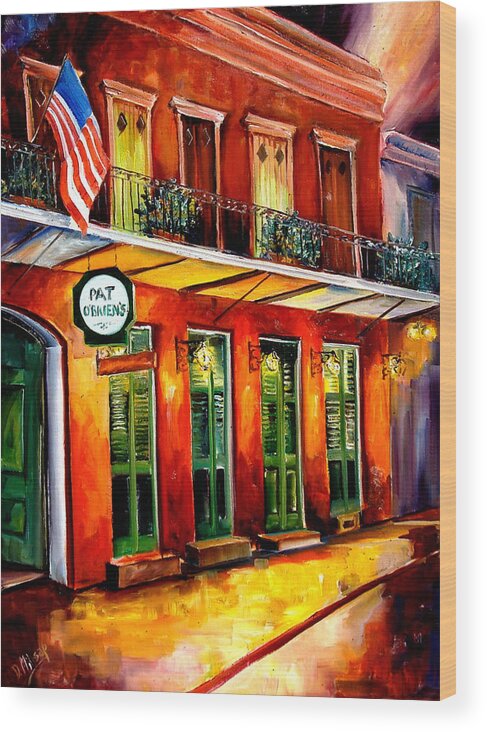 New Orleans Paintings Wood Print featuring the painting Pat O Briens Bar by Diane Millsap