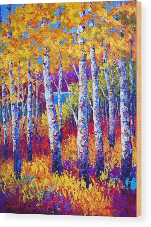 Birch Wood Print featuring the painting Path to the Lake by Marion Rose