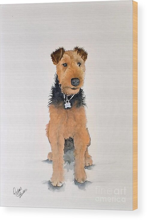 Dog Wood Print featuring the painting Paul's Aunt Dog by Richard Benson