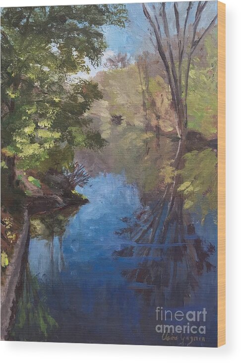 Pawtucket Canal Wood Print featuring the painting Pawtucket Canal by Claire Gagnon