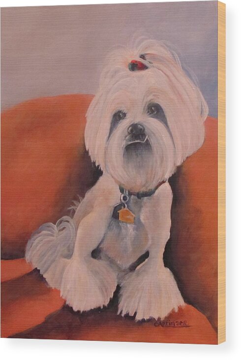 Pet Wood Print featuring the painting Peaches 'n Cream by Carol Allen Anfinsen