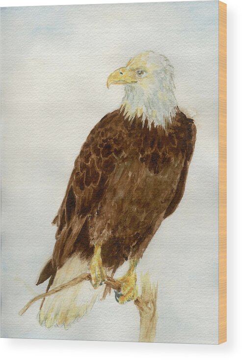 Eagle Wood Print featuring the painting Perched Eagle by Andrew Gillette
