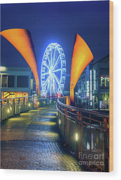 Christmas Wood Print featuring the photograph Pero Bridge and Big Wheel, Bristol by Colin Rayner