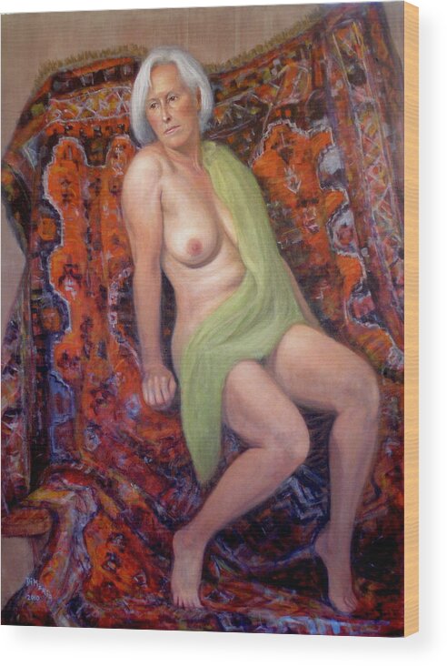 Realism Wood Print featuring the painting Persian Rug 1 by Donelli DiMaria