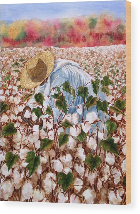 Picking Cotton Wood Print featuring the painting Picking Cotton by Barbel Amos