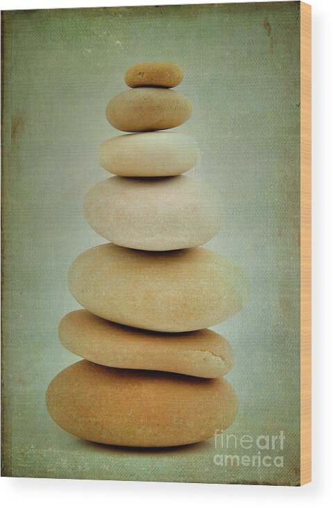 Balanced Wood Print featuring the photograph Pile of stones by Bernard Jaubert