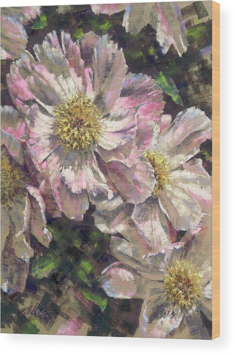 Mark Mille Wood Print featuring the pastel Pink Single Peonies by Mark Mille