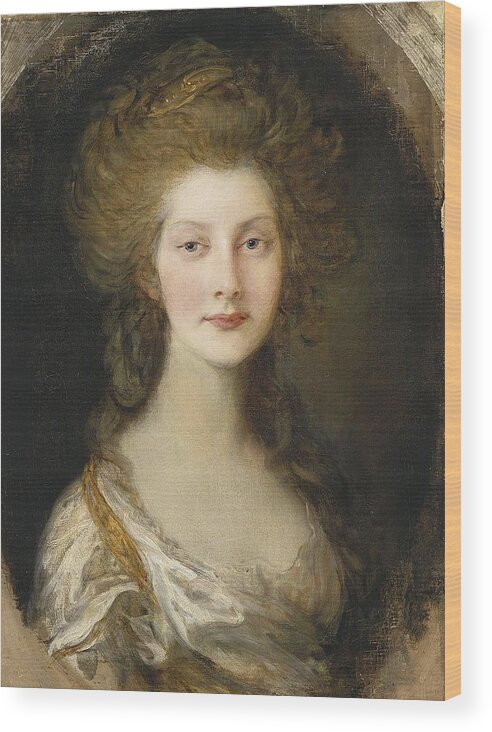 Thomas Gainsborough(1727-1788) Portrait Of Princess Augusta Wood Print featuring the painting Portrait of Princess Augusta by MotionAge Designs