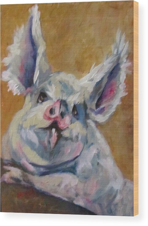 Pigs Wood Print featuring the painting Pretty Petunia by Barbara O'Toole